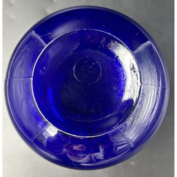 Vintage Handblown Deep Cobalt Blue Glass Flared Gooseneck Vase with Bulbous Base - Picture 6 of 6